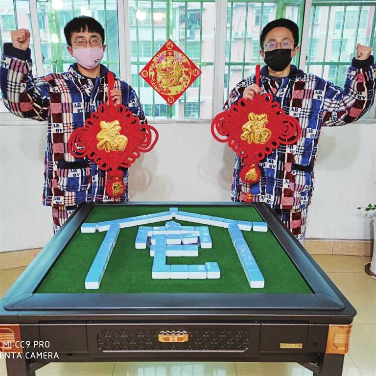 忠县县城巴王路，一对双胞胎兄弟响应倡议，坚持宅在家里。 李林峡 摄