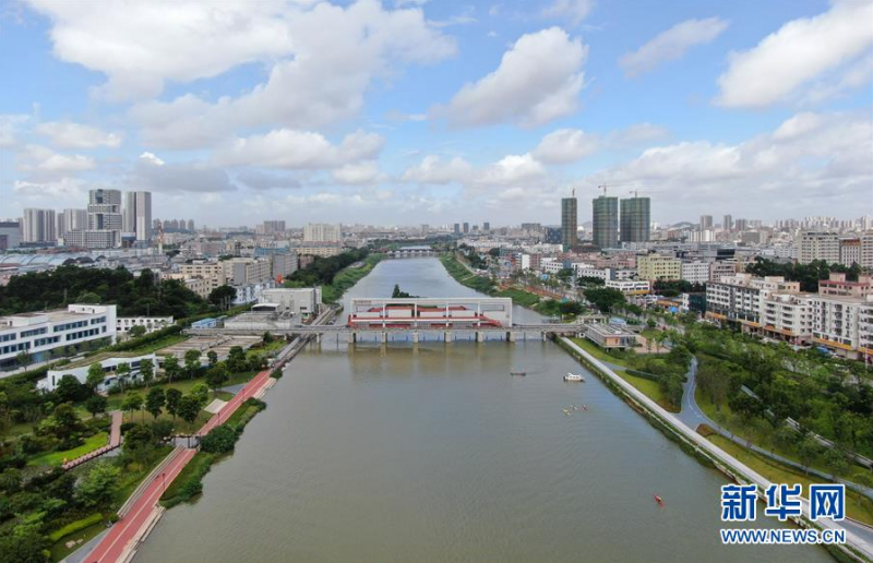 这是6月15日拍摄的茅洲河景色(无人机照片)。新华社记者 邓华 摄