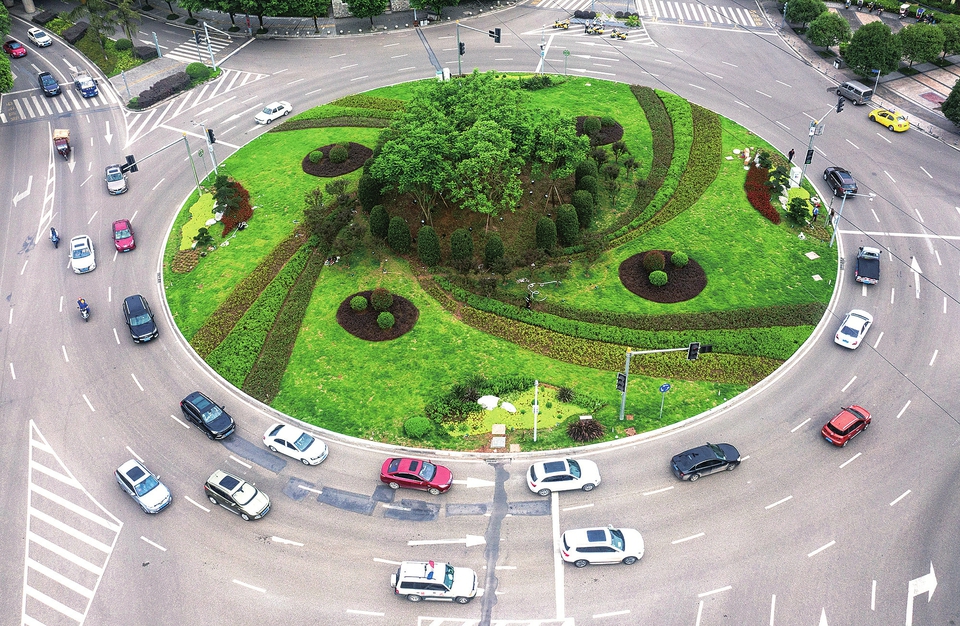 道路转盘绿化效果图图片