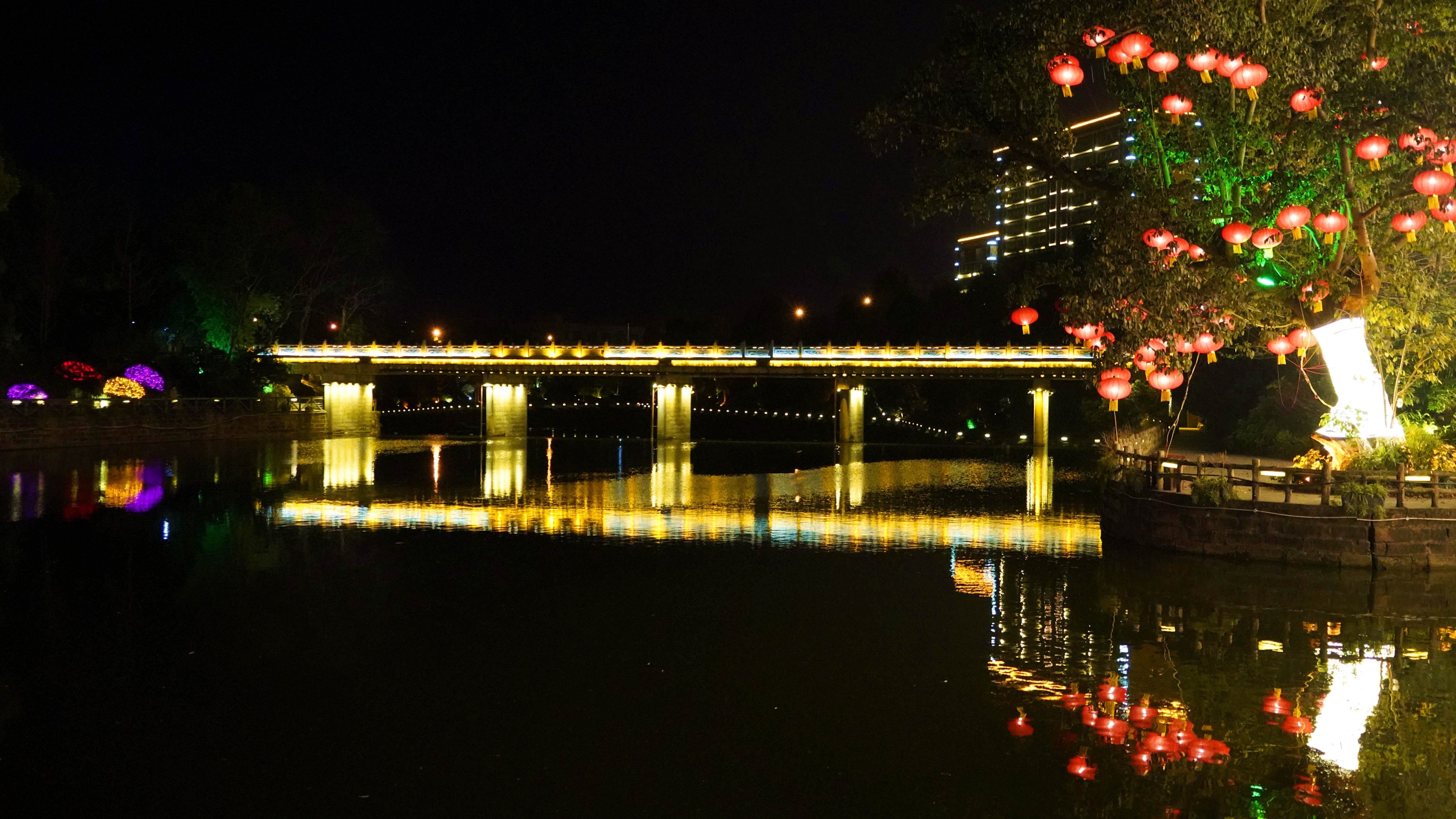 双捷拦河坝夜景图片