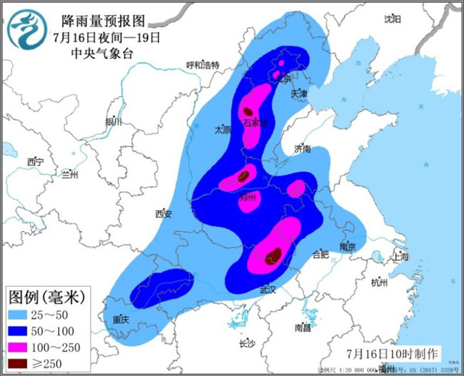 降雨量预报图(图片来源:中央气象台)