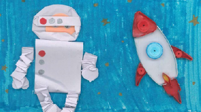 【重庆·2021年“我的书屋·我的梦”优秀作品选登】绘画：《七彩书屋航天梦》（幼儿园组 邓兴博）