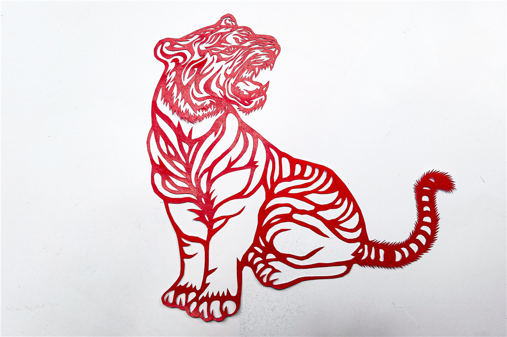 老虎剪纸图案可爱图片