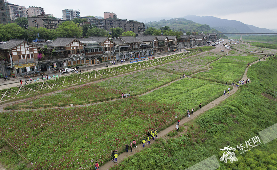 巴南区木洞镇，搬迁安置后，统一打造的街区成为市民休闲娱乐的好地方。华龙网-新重庆客户端 首席记者 李文科 摄