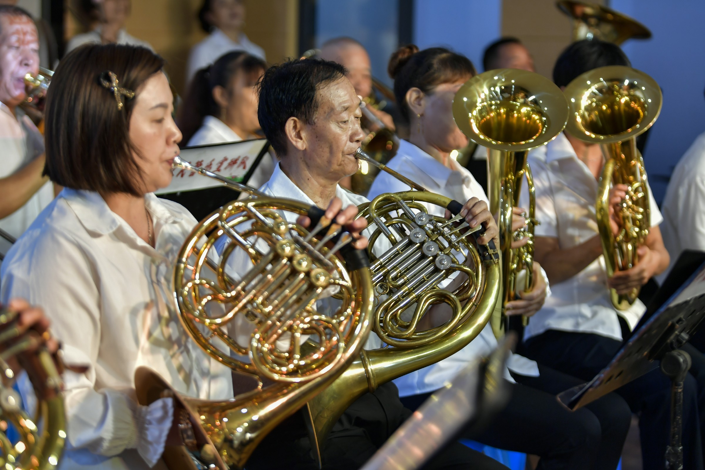 迎龙北斗农民管乐宣讲队。（崔景印 摄）