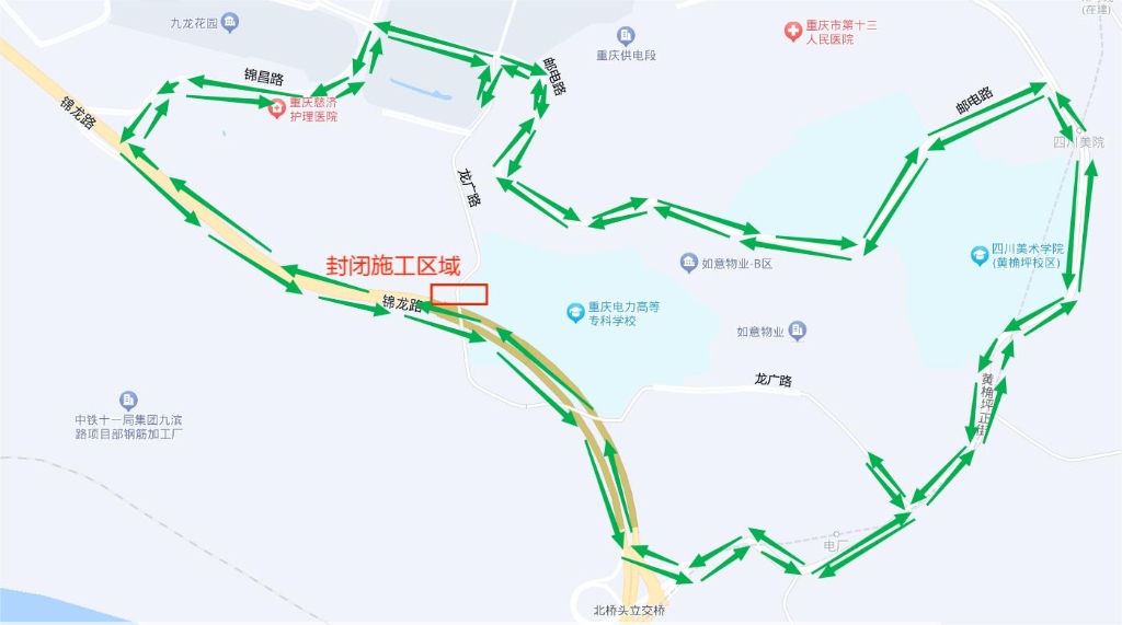 龙广路改道示意图。