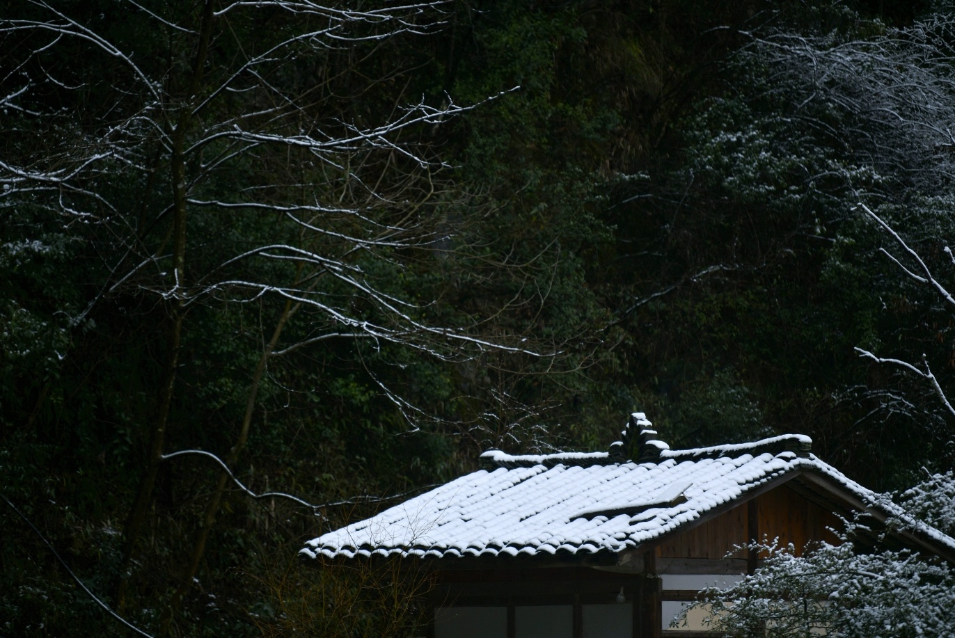 被雪覆蓋的屋頂，有著別樣的意韻。（攝影：郭又嘉）