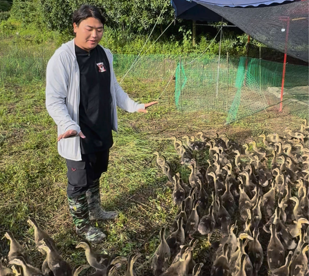 全进华在介绍“稻鸭共生”理念