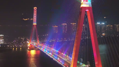 航拍万州牌楼长江大桥