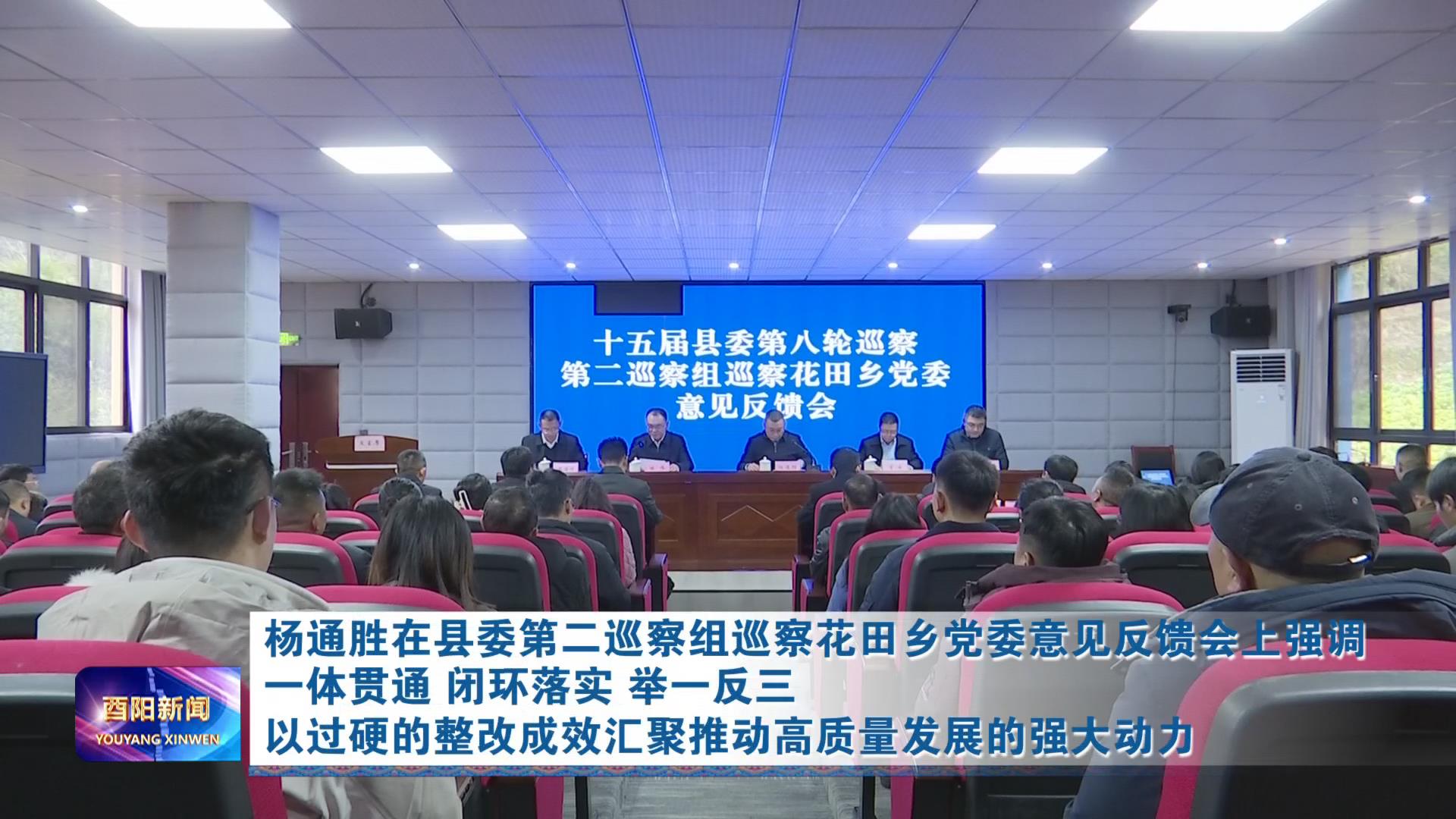 杨通胜在县委第二巡察组巡察花田乡党委意见反馈会上强调一体贯通 闭环落实 举一反三以过硬的整改成效汇聚推动高质量发展的强大动力