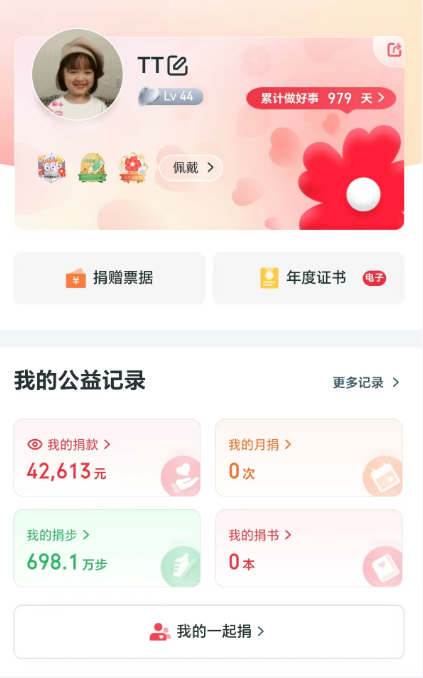 涂先梅捐赠截图 。（受访者提供）