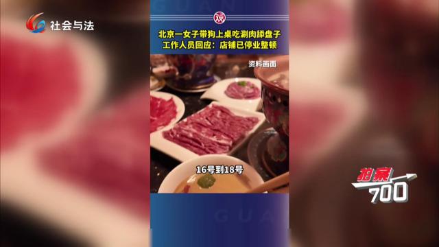 北京一女子带狗上桌吃涮肉舔盘子 工作人员回应：店铺已停业整顿
