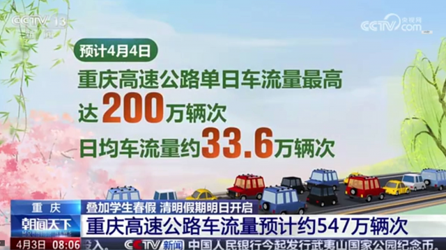 叠加学生春假 清明假期明日开启 重庆高速公路车流量预计约547万辆次