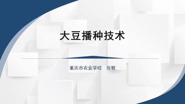 【农技慕课】大豆播种技术