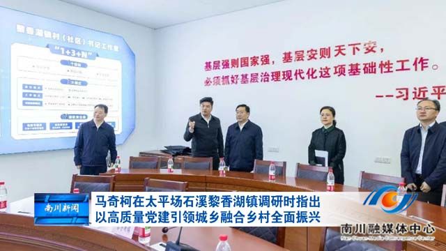 马奇柯在太平场石溪黎香湖镇调研时指出 以高质量党建引领城乡融合乡村全面振兴