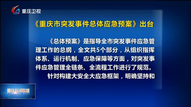 《重庆市突发事件总体应急预案》出台